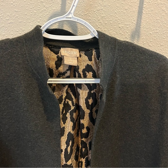 Chico's Elegant Charcoal Gray Open-Front Cardigan Size 1 - Picture 3 of 8